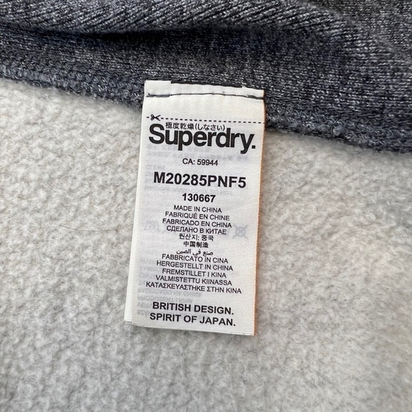 SuperDry Men's Core Applique Full Zip Hoodie Sweatshirt Gray Small - Picture 10 of 13